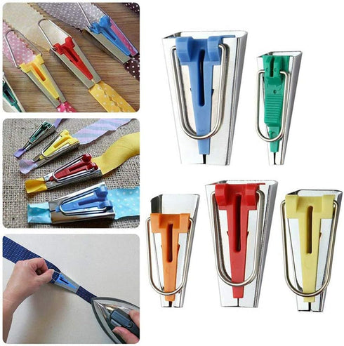 Bias Tape Makers Kit of 5 Sizes 1/4" 3/8" 1/2" 3/4" 1" DIY Quilting Tools Kit for Fabric Sewing and Quilting...