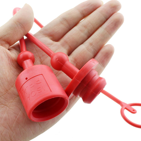 2PCS 1/2 Inch Hydraulic Coupler Male and Female Dust Cap Red Plastic Dust Cap Elastic Tube Cap Suitable for Hydraulic Quick Connect Coupler...