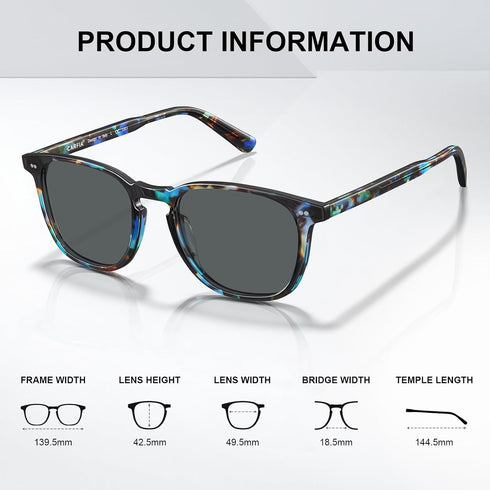CARFIA Retro Polarized Sunglasses for Men UV400 Protection Classic Square Hand-crafted Acetate Frame...