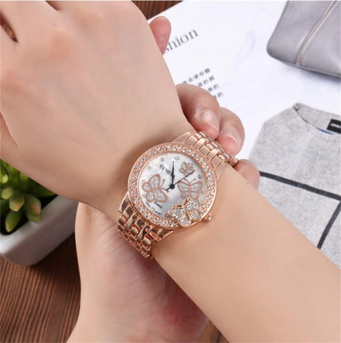CdyBox 3Pack Ladies Steel Band Watch Butterfly Rhinestone Wrist Watch Quartz Watches Wholesale...