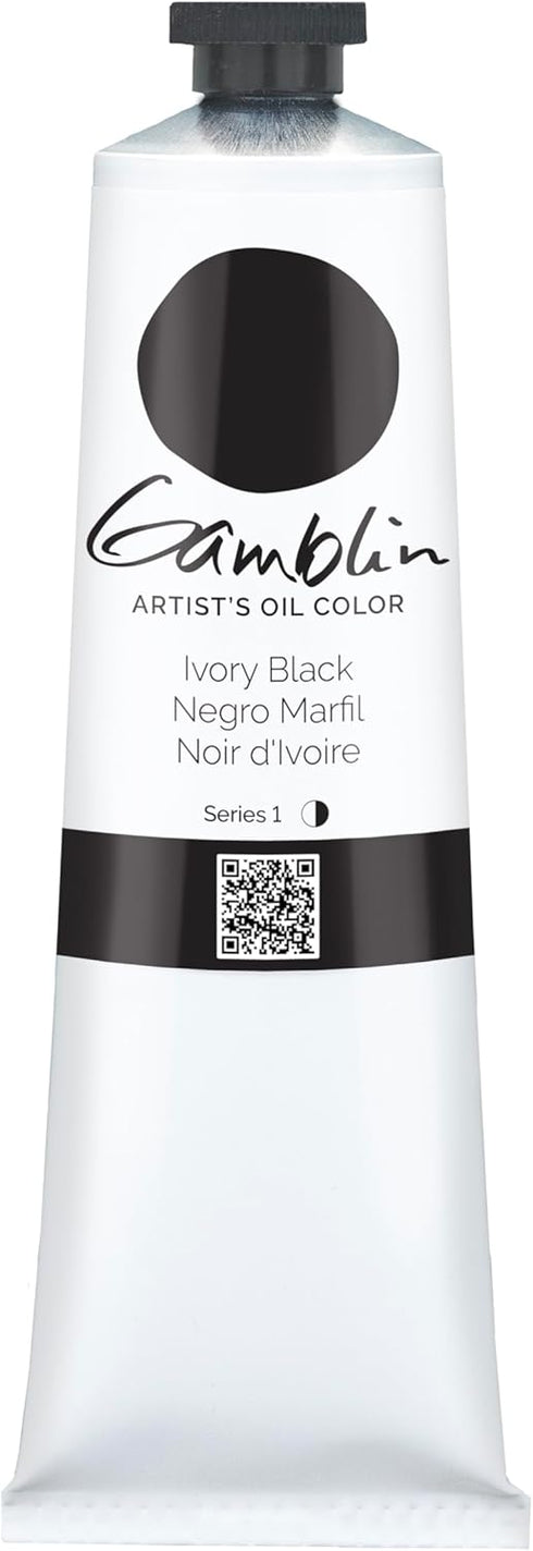 Gamblin Ivory Black Artist Oil 150Ml, 5 Fl Oz (Pack of 1)...