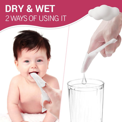 60 Count Disposable Finger Cover for Baby Oral Cleaning, 0-36 Months Infant Tongue Cleaner, Dry Wipes for Newborn Mouth Cleaner, Premium Toddler G...