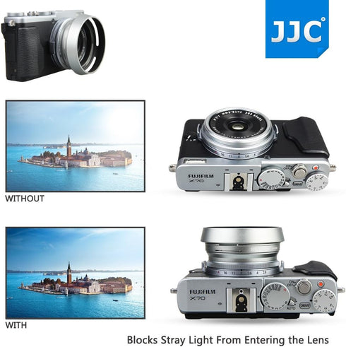 JJC Metal Lens Hood Shade Protector with 49mm Filter Adapter Ring for Fujifilm Fuji X100VI X100V X100F X100T X100S X100 X70 replaces Fujifilm LH-X...