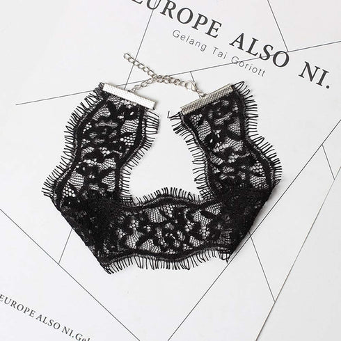 fxmimior Dainty Black and White Lace Punk Boho Choker Necklaces Minimalist Necklace Chain Jewelry for Women 2 Pcs...