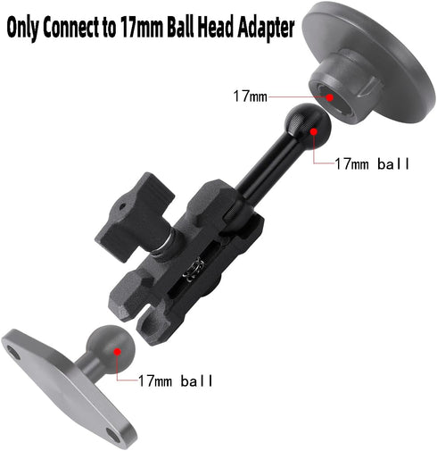 Aluminum 17mm Ball Mount Extension Adapter, 360° Rotation Extension Rod for Car Air Vent Dashboard Suction Cup Phone Holder, Compatible with Garmi...