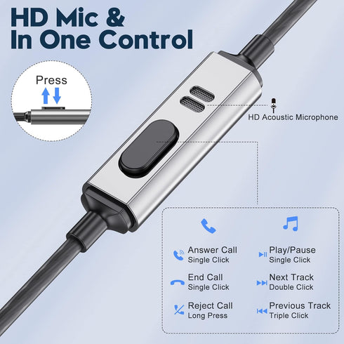 Wired Earbuds with Microphone, in Ear Headphones with Heavy Bass &Noise Isolation, High Sound Quality in-Ear Earphones Compatible with Samsung, Ta...