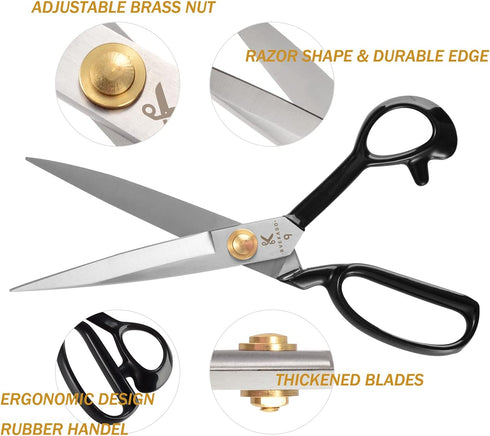 BVEKADO Sewing Scissors 9 Inch, Fabric Dressmaker Scissors Heavy Duty Shears for Tailors Dressmaking, Professional for Upholstery Crafting-Cutting...