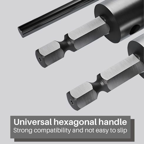 Tapered Reamer Set with T Handle, 3-13mm (1/8''-1/2'') & 5-16mm (½"-5/8") 6 Fluted, Carbon Steel Hex Shank for Guitar Woodworking - 2pcs...