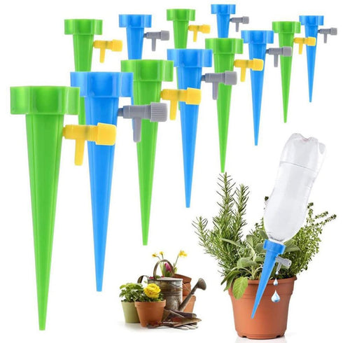 12PCS Automatic Irrigation Drippers with Slow Release Vacation Plant Self Watering Spikes Device Drip Irrigation System with Adjustable Control Va...