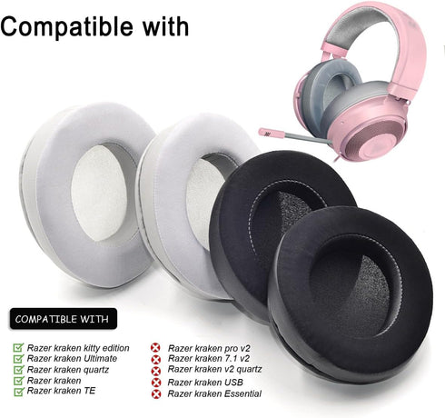 Nari Cooling-Gel Ear Pads Cushions Replacement Compatible with Razer Nari Ultimate, Nari Essential, Kraken Kitty, Kraken Tournament Edition, Krake...