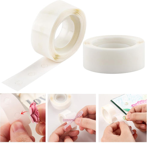 600 Pcs 1/8in (3mm) 2 Roll Ultra Thin Adhesive Dots,Clear Removable, Double Sided Stickers Permanent Sticky for Balloons Wedding Decoration or DIY...