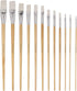 Jerry Q Art 12 PC White Synthetic Hair Flat Brush Set with Long Wood Handles for Watercolor and Acrylic JQ66051...