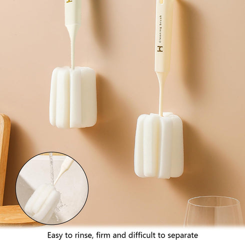 2Pcs Long Handle Bottle Brush Cleaner Flexible Reusable Bottle Cleaning Brush for Cups Mugs Water Bottles Wine Glasses Baby Bottles...