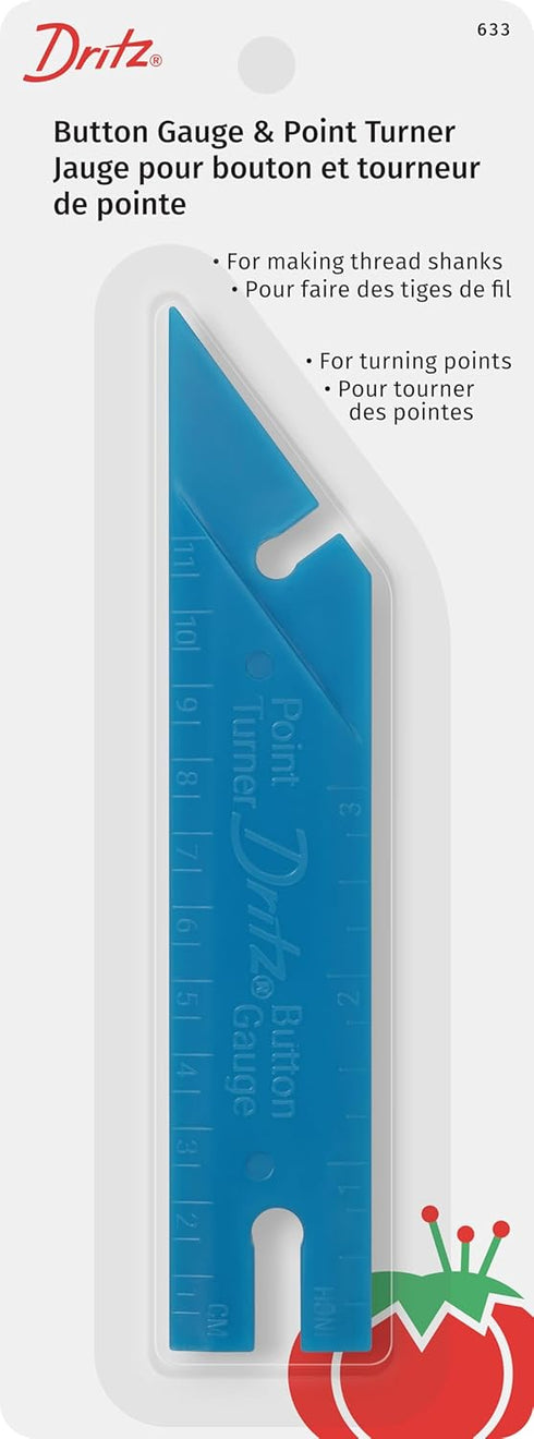 Dritz 5-1/2" Button Gauge & Point Turner, 1 Count Guage & Turner, Blue, 7.75 x 2.88 x 0.5...