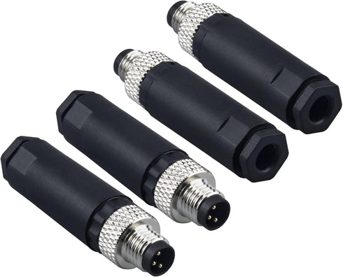 Industrial Sensor Connector Plug,Lonlonty Field Assembly M8 Connector 3-Pin A Coding UTP IP67 Waterproof Aviation Connector Adapter-Male,3 Pin,4Pa...