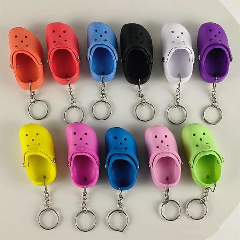 COLORFUL BLING 1-4PCS Cute Shoes Style Keychain Mini Rubber Slipper Keyring Funny Gift...