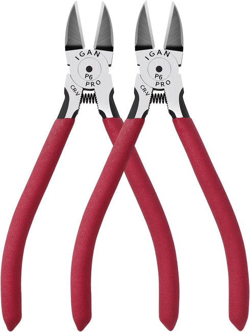 IGAN-P6 Wire Cutters (Pack of 2), 6-inch Ultra Sharp & Powerful Side-cutting Pliers with Longer Flush Cutting Edge, Ideal Wire Cutter for Crafts, ...