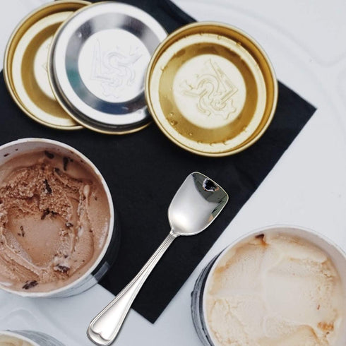 Dessert Spoons, Square Head Spoons, 18/10 Stainless Steel Spoon Set of 4,Ice Cream Spoons, Stirring Spoon for Tea, Dessert, Sugar...