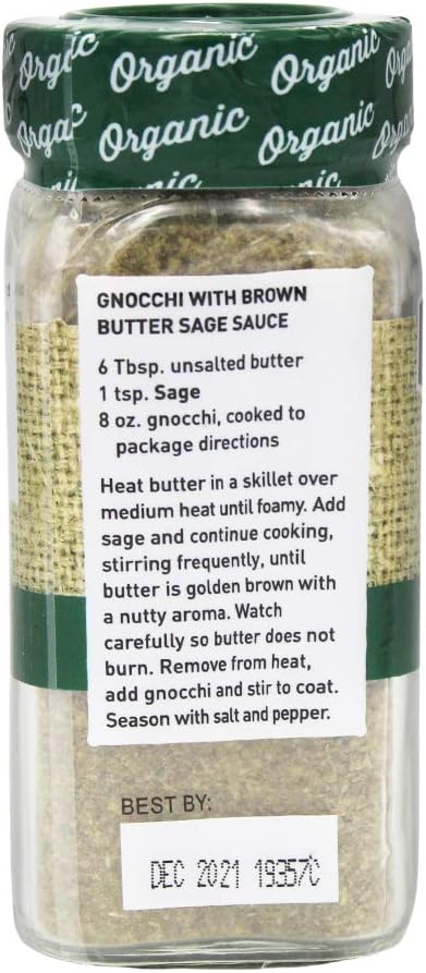 Spice Hunter The Organic Rubbed Sage jar, 0.9 Ounce, Pack of 1...