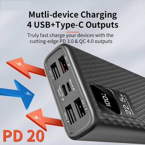 Portable Charger 20000mAh USB C in & Out Power Bank 5A Fast Charging,20W PD 3.0+22.5W QC 4.0 LED Display Phone Battery Pack Compatible with iPhone...