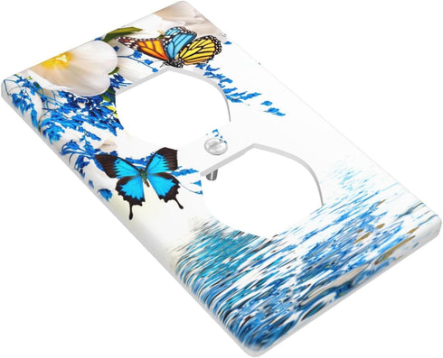 Butterfly Flower Single Duplex Outlet Light Switch Plate Cover Decor Wall Plate Cover For Home Bedroom Kitchen Decorative 4.5 * 2.76 Inch...
