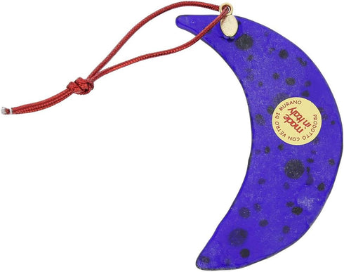 Glass Of Venice Murano Glass Moon Christmas Ornament - Blue...