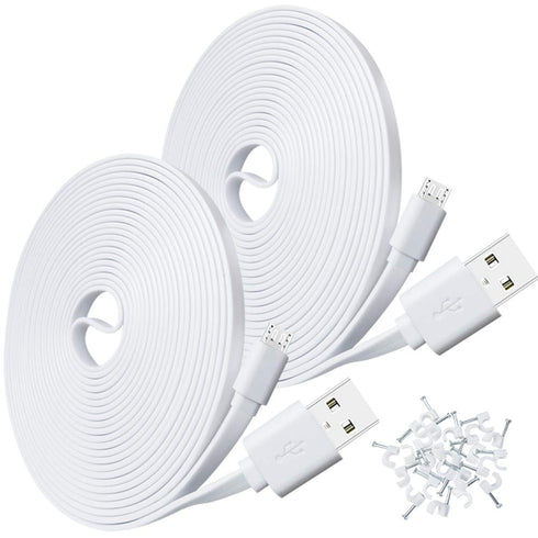 2-Pack 10FT USB Power Extension Cable for Wyze Cam,WyzeCam Pan,YI Home Camera,Nest-Cam Indoor,Oculus Go,Netvue,KasaCam,Furbo Dog,Blink,Flat USB to...