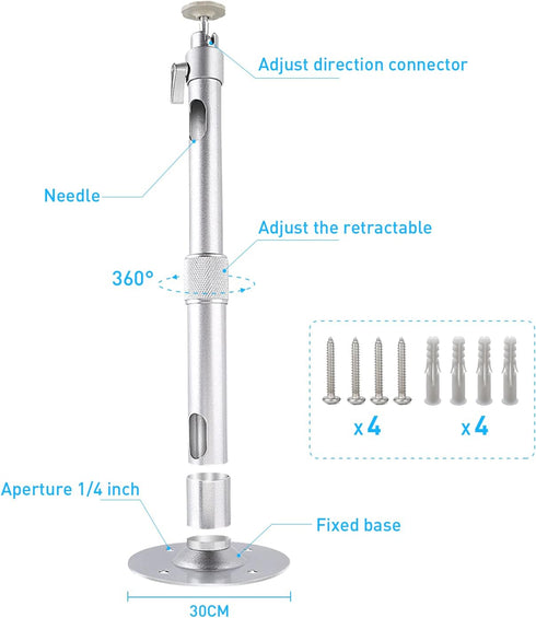 NIERBO Universal Projector Wall Ceiling Mount Hanger 360°Rotatable Head with Extendable Length 11.8 Inch to 19.7 Inch / 11 lbs Load Mounting Brack...