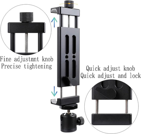 Aluminum Tripod Mount Adapter for iPad, 360 Rotatable Tablet Holder Compatible with iPad Air/Mini, iPad 10.2/9.7, iPad Pro 11/12.9/13, Samsung Tab...