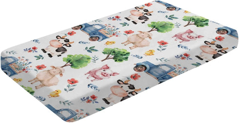 Farm Animal Baby Crib Sheets for Standard Crib Toddler Mattress Sheets Sheep Cow Pig Neutral Fitted Crib Sheet Toddler Bed Sheet Stretchy Portable...