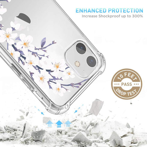 Clear Flower Designed for iPhone 11 Case with Screen Protector, Soft Shockproof Protective Transparent Bumper Cover for Women Girls Floral Pattern...