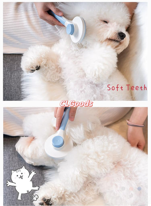 Pet Grooming Comb with One-Button De-Shedding, Pet Dematting Comb?Dogs Comb?Pet Comb...