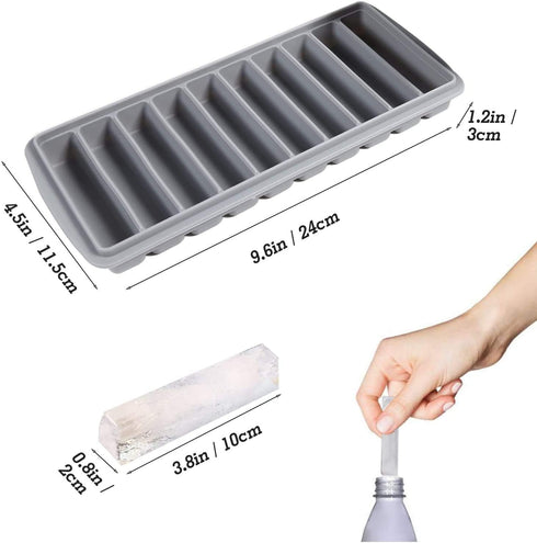 LessMo 3 PCS Ice Cube Tray, Long Ice Stick Tray Silicone with Lid, Rectangular Narrow Stick, Reusable, Flexible, Easy Release, for Small Mouth Spo...