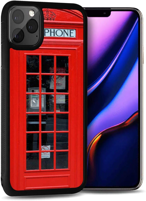 for iPhone 11 Pro Max, Durable Protective Soft Back Case Phone Cover, HOT12016 Red Phone Booth...