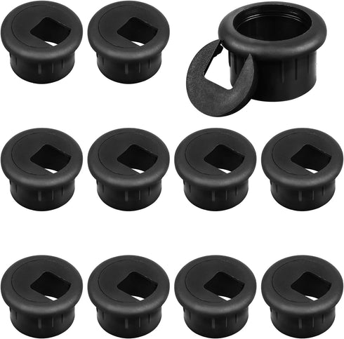 10 Packs Black Desk Grommet, 1 Inch Plastic Desk Cable Wire Grommet Hole Cover Desk Cord Hole Cover for Office PC Desk Cable Cord Organizer (25mm)...