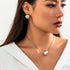 Big Ball Pendant Necklace Earrings Jewelry Set for Women Chunky Ball Stud Earrings Gold Ball Choker Necklace Hypoallergenic...