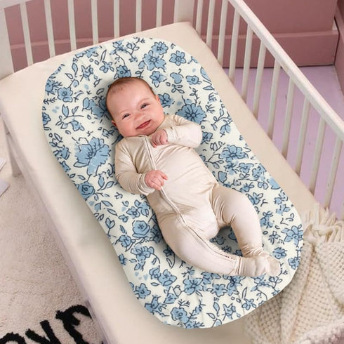 Blue Ditsy Floral Crib Sheets for Boys or Girls Pastoral Style Ditsy Flower Soft and Breathable Crib Mattress Sheet French Countryside Baby Cradle...