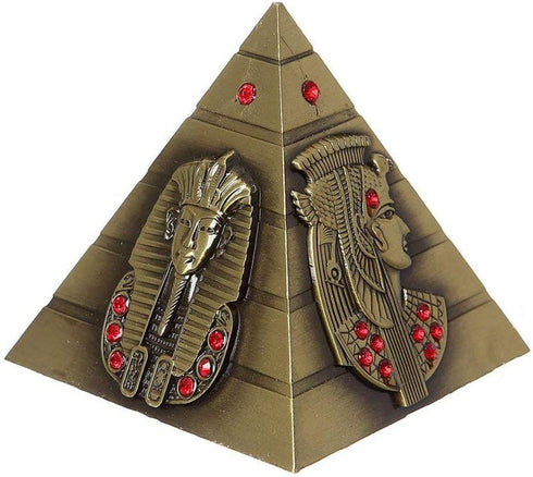 PROW® 3.3 Inch Egyptian Pyramids Figurine Replica, Bronze Metal Egyptian Ancient Art Building Model for Cafe Home Decor Desktop Decoration Gift So...
