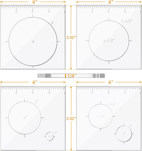 Pack of 4 Circle Inlay Template Set, Router Templates for Woodworking,Router Jig Templates Decorative Templates...
