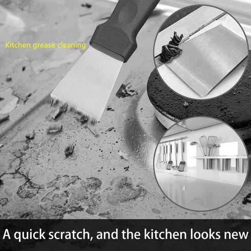 Metal Paint Scraper & Spatula tool QIANBEIY Stainless Steel Pan Scraper,Small Utility Cleaning Stiff Scraper for Window Recesses Floor and wallpap...