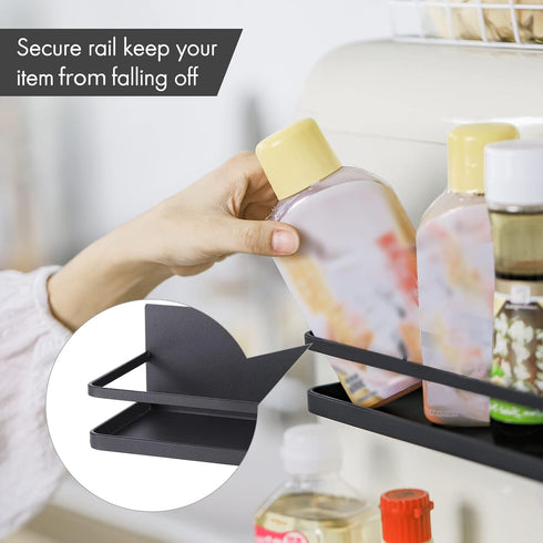 KES Magnetic Spice Rack for Refrigerator, Magnetic Shelf Spice Shelf for Kitchen, Fridge Shelves Space Saver 2 Pack Matte Black, KRR502-BK-P2...