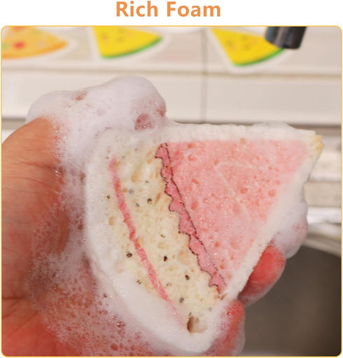 All-Purpose Scrubbing Sponges, Heavy Duty, Cellulose, Cleans Hard Surfaces in Kitchen and Bathroom (Triangle 4 Pack)...