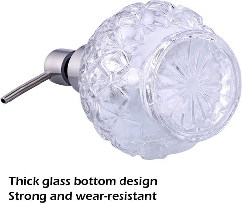 Soap Dispenser with Stainless Steel Pump, Clear Crystal Design, Vintage and Elegant, Refillable Liquid Hand Soap Dish Soap Dispensers for Bathroom...