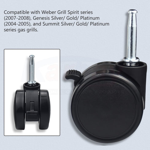 Caster Wheel Gas Grills/Stem Style Locking Swivel Caster 6414 306414 for Weber, Genesis, Summit, Silver, Spirit Gas Grills, Includes Caster Insert...