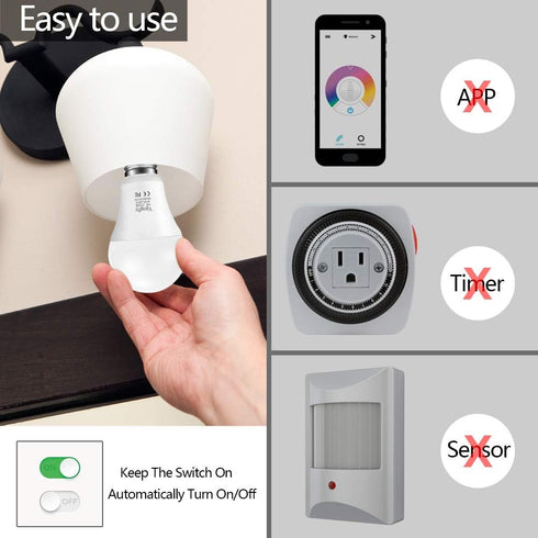 Vgogfly Dusk to Dawn Light Bulb Smart Sensor Lighting Lamp 7W E26/E27 Automatic On/Off, Indoor/Outdoor Yard Porch Patio Garage Garden 2700K(Warm W...