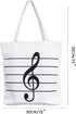 Music Notes Handbag Canvas Tote Bag Reusable Grocery Bag Shoulder Shopping Bag for Women Girls Gift (White)...
