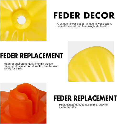 12 Pieces Hummingbird Feeders Replacement Flowers, BENBO Outdoor Bird Feeder Replacement Parts Feeding Ports Replacement with 4 PCS Cleaning Brush...
