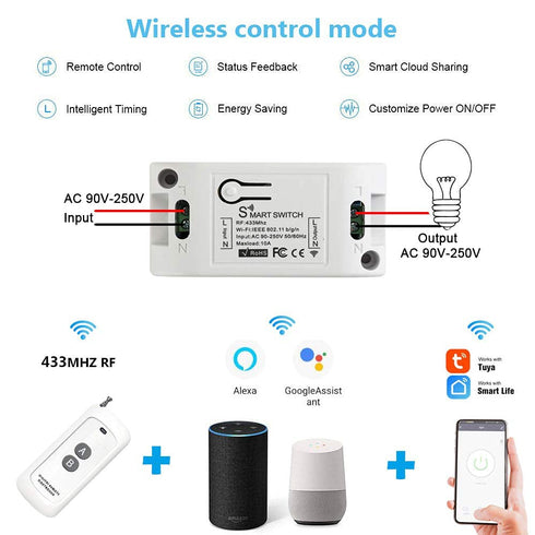 RODOT WiFi Smart Switch Tuya Smart Switch Light Switch Home Automation Timer Switches Work with Smart Life APP & Alexa and Google Home Assistant, ...