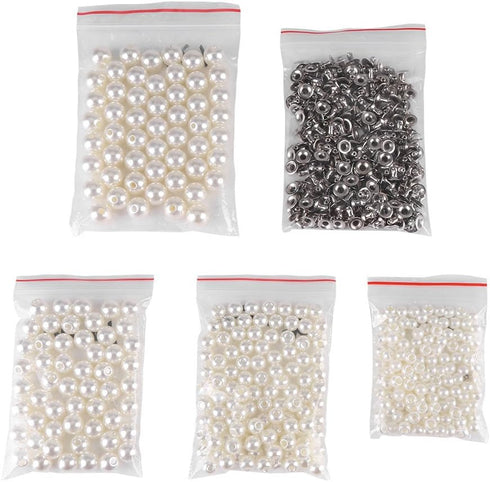 Walfront Beads for Fabric Decoration Mixed Pearls Round Rivets Studs Buttons Embellishments Pearls for Leathercrafts Bag Shoes Clothes Bracelet (W...