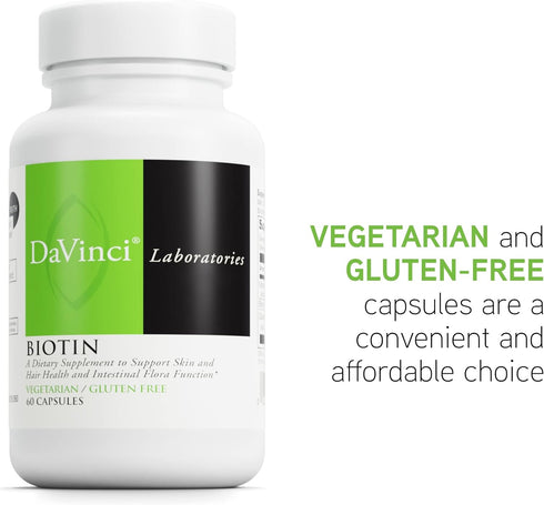 DAVINCI Labs Biotin - Supports Skin & Hair Health, Intestinal Flora Function* - Dietary Supplement with Vitamin C & Calcium as Ca Carbonate - Vege...